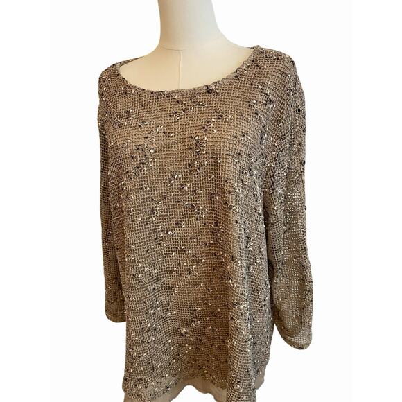 Alfred Dunner Top Womens 2X Popcorn Mesh Layered Blouse Mature Lagenlook - Picture 3 of 11